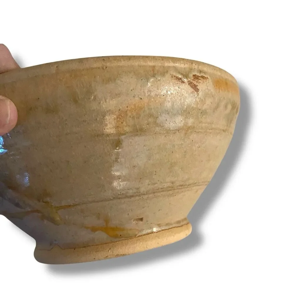 Abstract Glazed Pottery Bowl Handmade Artist Signed 2015 Minimalist Organic 9.5”